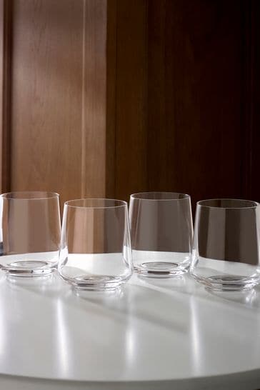 Set of 4 Clear Belgravia Crystal Tumbler Glasses Set of 4 Short Tumbler Glasses