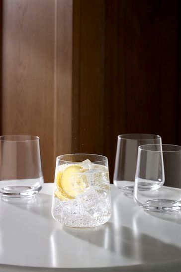 Set of 4 Clear Belgravia Crystal Tumbler Glasses Set of 4 Short Tumbler Glasses