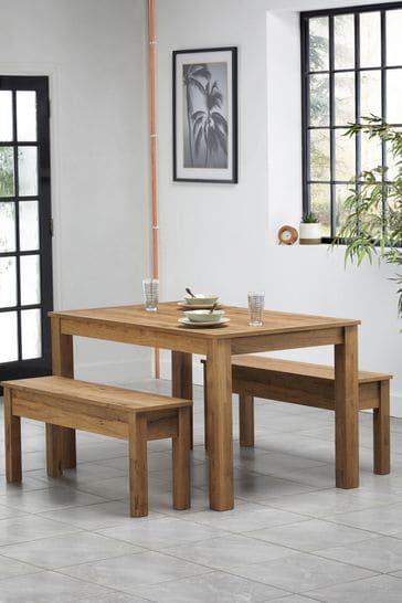 Buy Dark Bronx Oak Effect 4 Seater Bench Dining Table and Bench