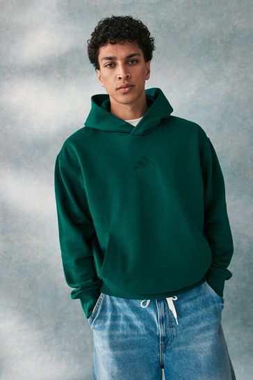 Adidas green velour hoodie top