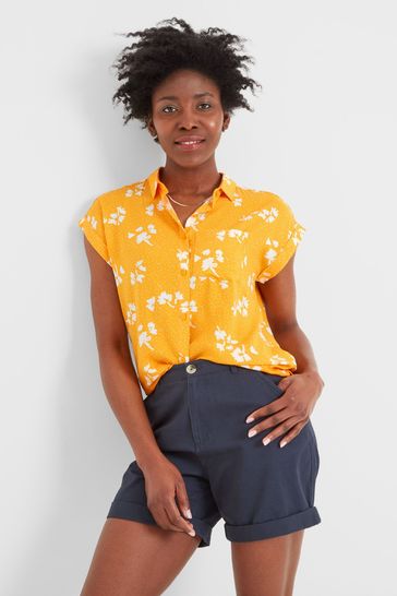 Yellow short sleeve shirt womens outlet