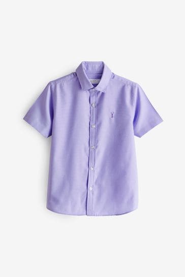 Lilac Purple Short Sleeve Cotton Rich Oxford Shirt (3-16yrs)