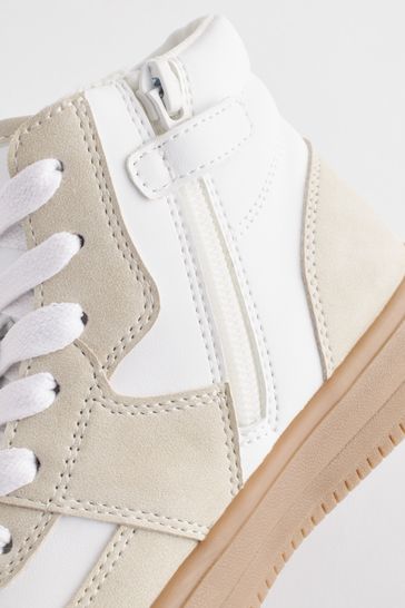 Neutral Lace Up High Top Trainers