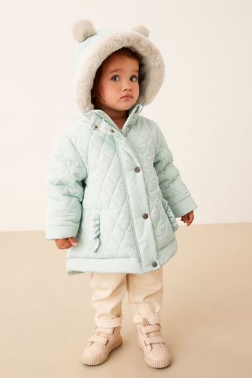 Hooded faux deals fur trim coat