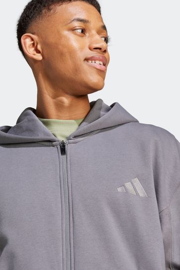 Grey adidas zip up hoodie top