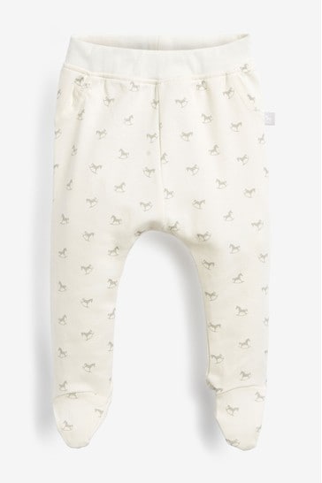 The Little Tailor Cream All Over Print Rocking Horse Jersey Slouch Pants