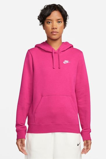Nike Fushsia Pink Sportswear Club Fleece Pullover Hoodie