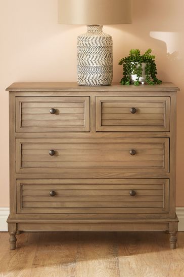 Pacific Lifestyle Taupe Pine Wood 4 Drawer Unit K/D