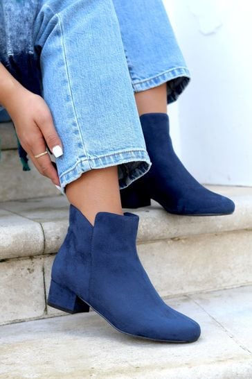 Linzi Blue Maggie Low Block Heeled Ankle Boots