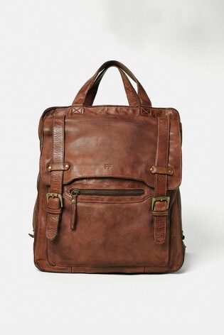 FatFace Brown Leather Rucksack