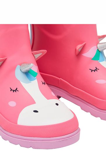 Buy Joules Pink Unicorn Printed Wellies 