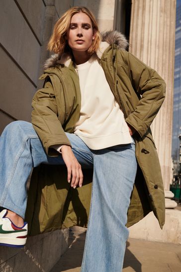 Next green parka on sale
