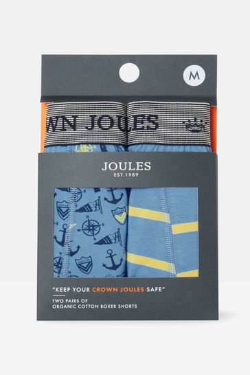 Joules Crown Joules Blue Sail Cotton Boxer Briefs (2 Pack)