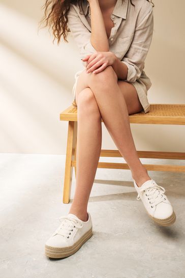 White Forever Comfort® Espadrilles Flatform Trainers