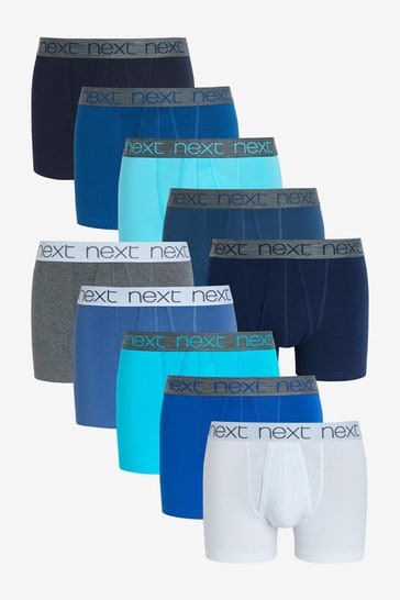 Blue Mixed Colour A-Front Boxers 10 Pack