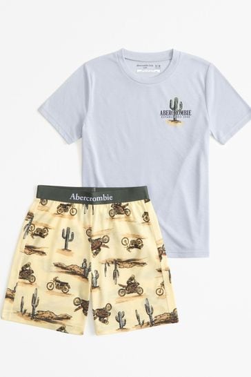 Abercrombie & Fitch Grey T-Shirt and Shorts Pyjamas Set