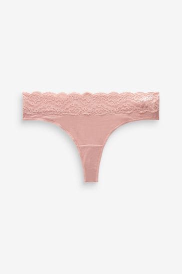 Buy Pastel Colours Thong Cotton and Lace Knickers 4 Pack from Next Poland