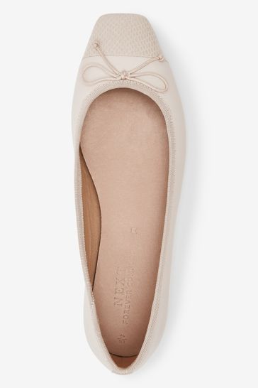 Buy Bone Forever Comfort Leather Square Toe Ballerina Forever Comfort Shoes from Next Luxembourg