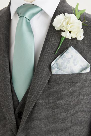 Buy Sage Green Tie Pocket Square and Cufflinks Gift Set from Next