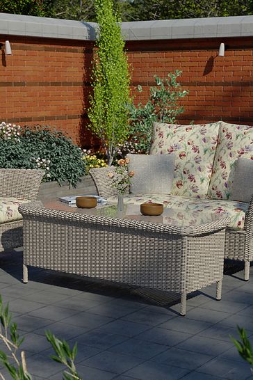 White Garden Arley and Wilton Outdoor Glass Top Rattan Coffee Table