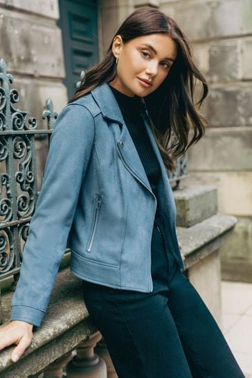 Light blue top suede jacket