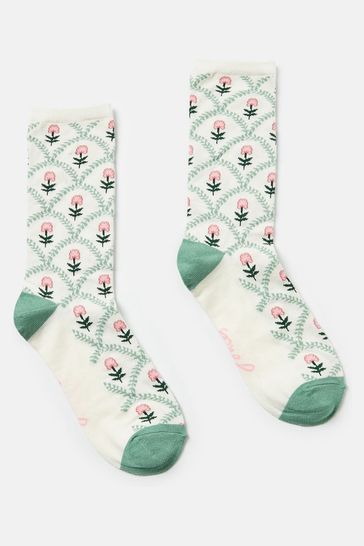 Joules Cream/Pink/Green Excellent Everyday Single Ankle Socks