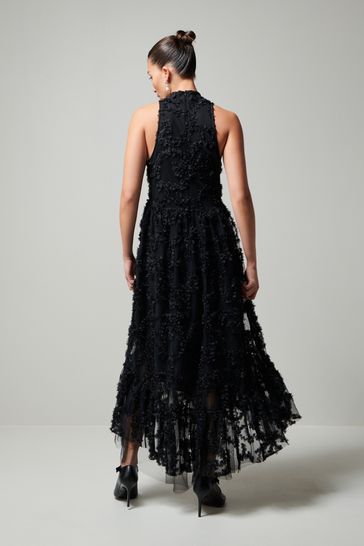 Buy Black Halter Midi Ruffle Occasion Dress from Next Luxembourg