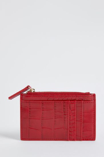 Red Zip Coin Purse Card Holder