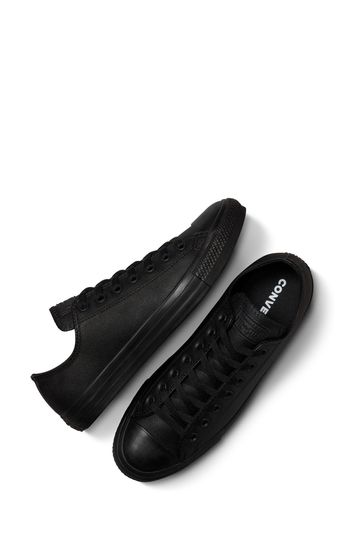 Converse all star ox black leather trainers shop