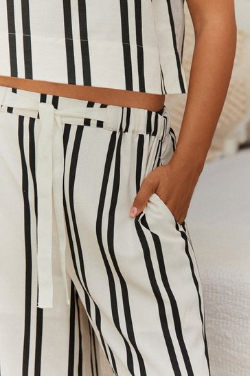Black with white stripe trousers store