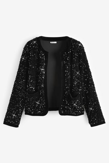 Black sequin shop bomber