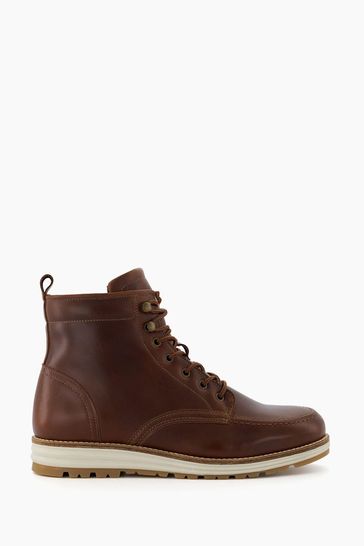 Dune London Brown Cranees Apron Wedge Hiker Boots