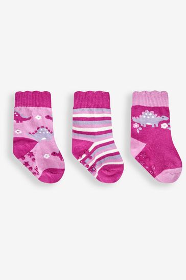 JoJo Maman Bébé Pink 3-Pack Dino Socks