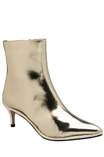 Ravel Gold Stiletto Heel Zip Up Ankle Boots