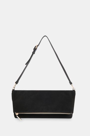 Whistles Sofia Foldover Baguette Black Bag