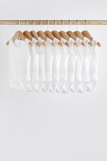 White Baby 10 Pack Vest Bodysuits