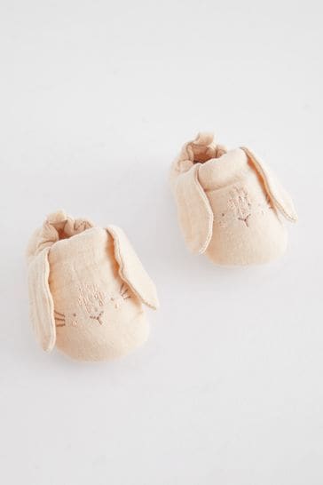 Neutral Bunny Pram Shoes (0-24mths)
