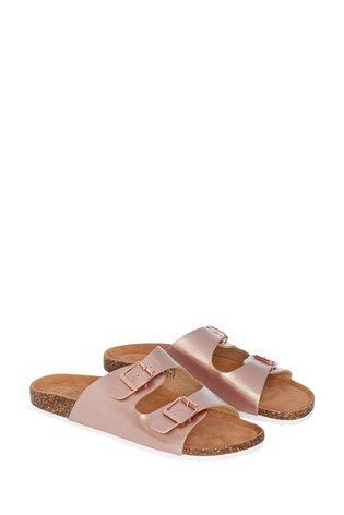 metallic footbed sandals