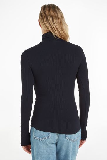 Buy Tommy Hilfiger Slim Fit Blue Roll Neck Polo Shirt from Next