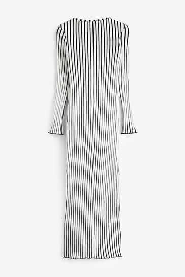 Black and white vertical striped maxi dress top