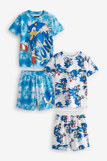 Blue Sonic 2 Pack Short Pyjamas (3-14yrs)