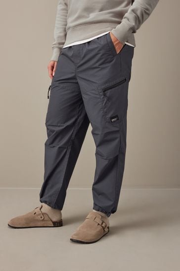 Blue Relaxed Fit Utility Parachute Cargo Trousers