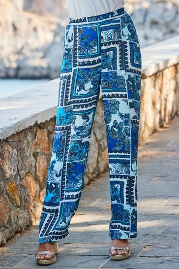Buy Sosandar Blue Wide Leg Palazzo Trousers from Next Singapore
