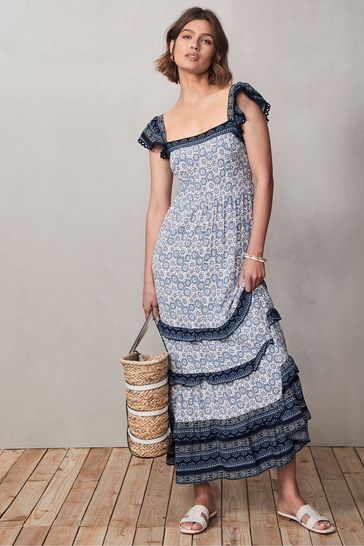 Buy Mint Velvet Allie Print Tiered Maxi White Dress from Next Poland