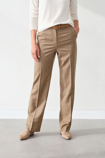 Pure Collection Camel High Waist Wide Leg Trousers