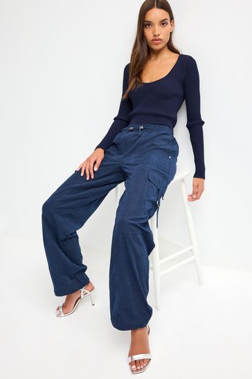 Navy Blue Lightweight Cargo Trousers