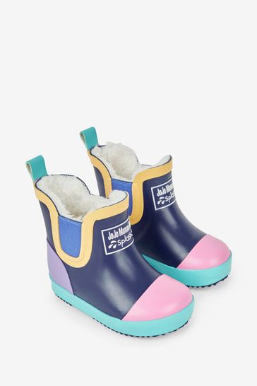 JoJo Maman Bébé Navy Cosy Lined Colour Block Wellies