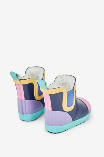 JoJo Maman B b Navy Cosy Lined Colour Block Wellies