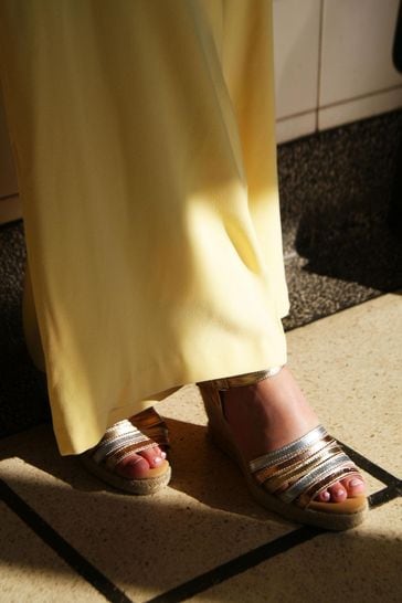 White and gold wedge sandals online