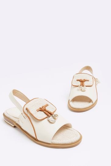 River Island Beige Peep Toe Sling Back Shoes
